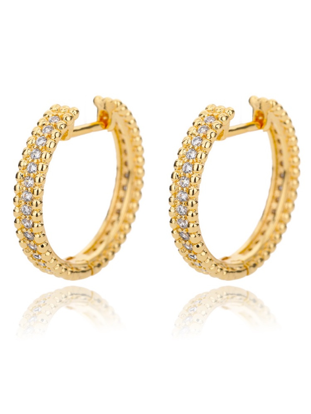 Gold Hoop Earrings with Crystal Accents - Women Jewelry